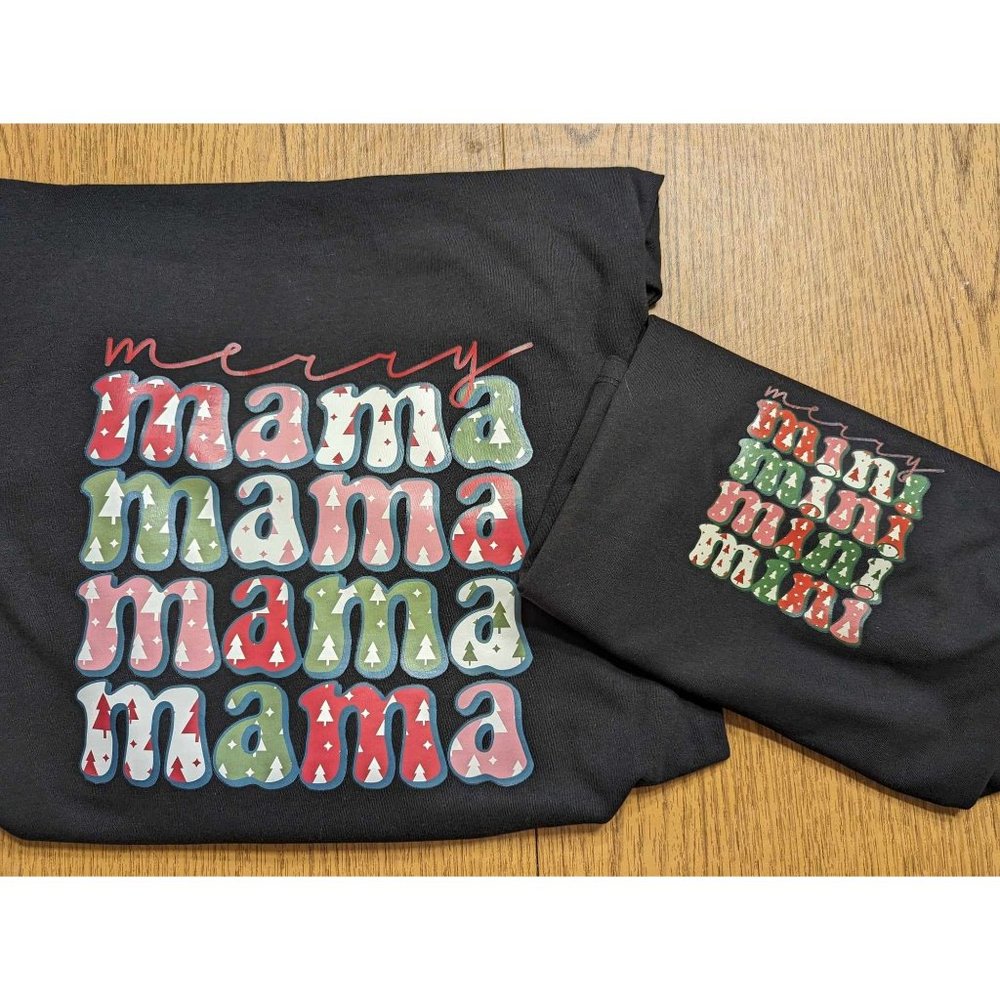 Custom "Merry Mama & Merry Mini" Christmas Holiday Long Sleeve T-shirts